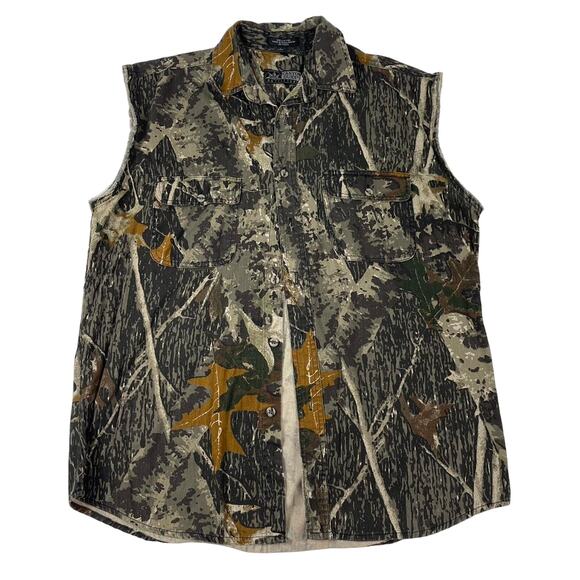 Vintage Sleeveless Camo Outdoor Nature Hunting Button-up Vest Size Large - Picture 1 of 7